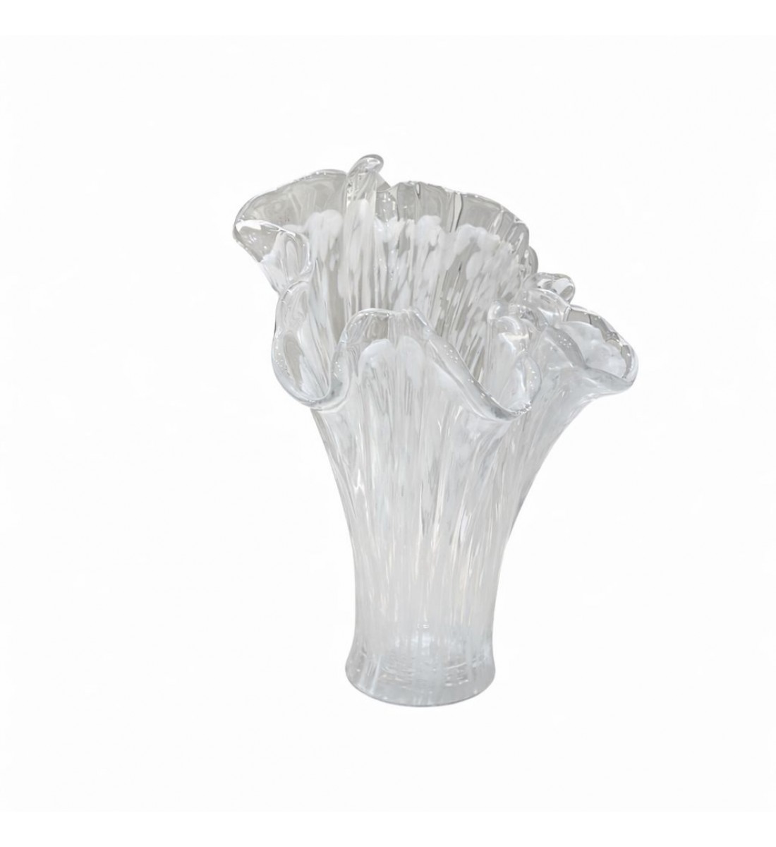 فازة زجاجية شفافة بتصميم أنيق مستوحى من شكل الزهور33×19×22سم 