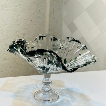 صحن زجاجية فاخرة بتصميم أنيق مستوحى من شكل الصدفة 24×26×37سم 