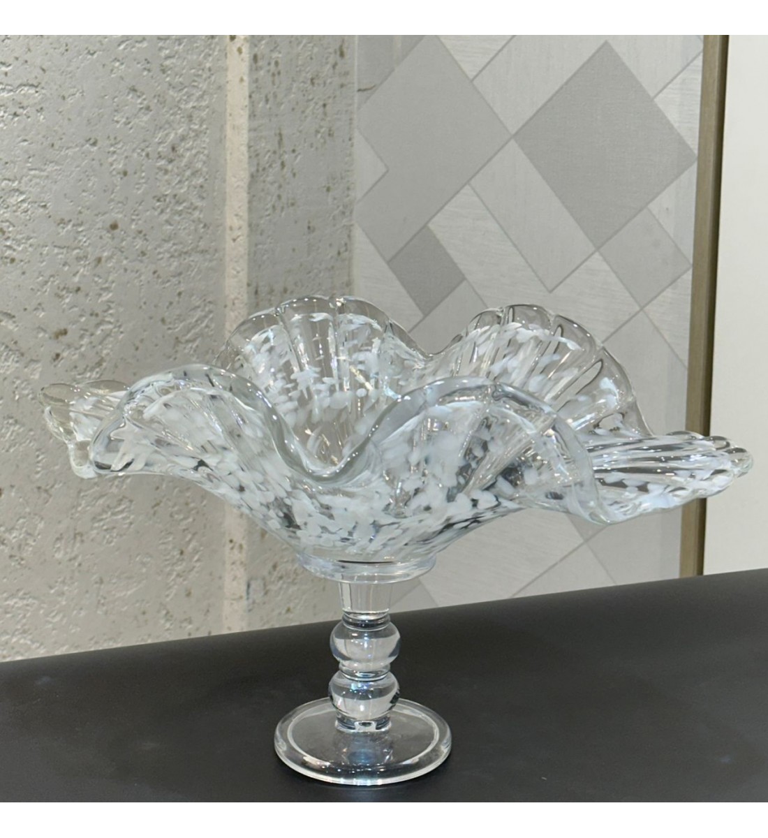 صحن زجاجية فاخرة بتصميم أنيق مستوحى من شكل الصدفة 24×26×24سم 