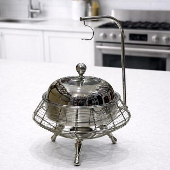 سخان طعام من الستانلس ستيل هندي غطاء زجاج  استيل –6لتر    