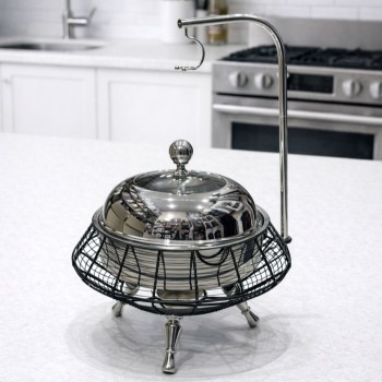 سخان طعام من الستانلس ستيل هندي غطاء زجاج  استيل –4لتر    