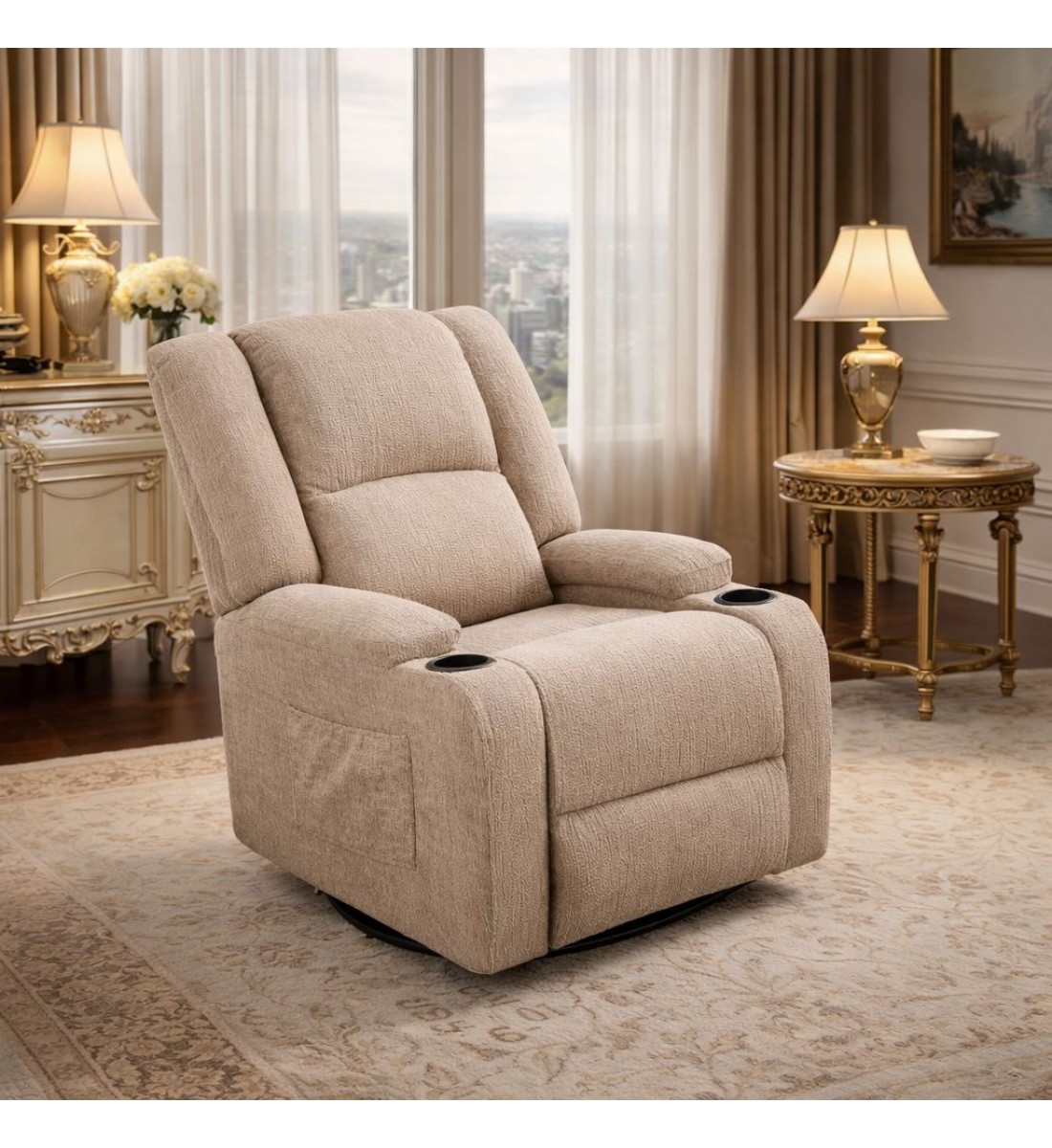 كرسي استرخاء هزاز دوار  بيج 