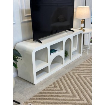 طاولة بلازما خشب بلون أبيض شكل حديث مقاس 140*40*60 سم 