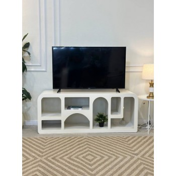 طاولة بلازما خشب بلون أبيض شكل حديث مقاس 140*40*60 سم 