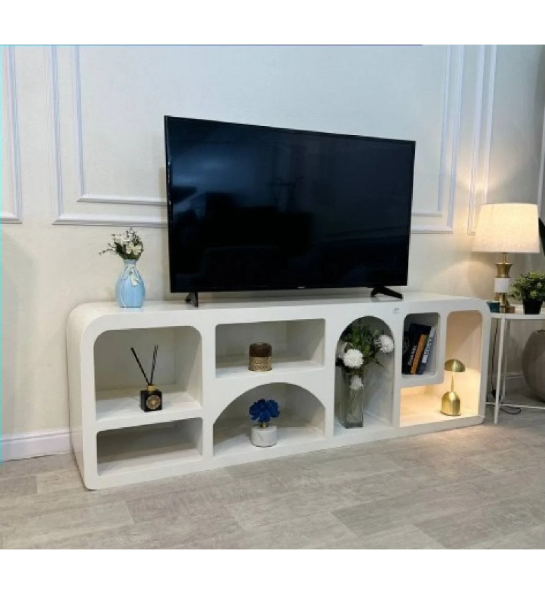 طاولة بلازما خشب بلون أبيض شكل حديث مقاس 180*40*60 سم 