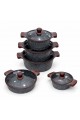 طقم قدور طبخ فاخر بتصميم أنيق يجمع بين الجمال والعملية، مصنوع من مواد عالية الجودة بلمسة حجرية مميزة تمنح توزيعًا متوازنًا للحرارة 10قطع طقم قدور طبخ فاخر بتصميم أنيق يجمع بين الجمال والعملية، مصنوع من مواد عالية الجودة بلمسة حجرية مميزة تمنح توزيعًا متوازنًا للحرارة 10قطع