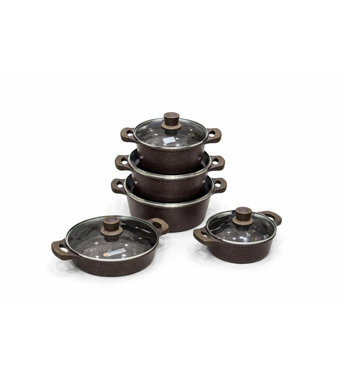 طقم قدور طبخ فاخر بتصميم أنيق يجمع بين الجمال والعملية، مصنوع من مواد عالية الجودة بلمسة حجرية مميزة تمنح توزيعًا متوازنًا للحرارة 10قطع طقم قدور طبخ فاخر بتصميم أنيق يجمع بين الجمال والعملية، مصنوع من مواد عالية الجودة بلمسة حجرية مميزة تمنح توزيعًا متوازنًا للحرارة 10قطع