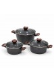 طقم قدور طبخ فاخر بتصميم أنيق يجمع بين الجمال والعملية، مصنوع من مواد عالية الجودة بلمسة حجرية مميزة تمنح توزيعًا متوازنًا للحرارة6قطع طقم قدور طبخ فاخر بتصميم أنيق يجمع بين الجمال والعملية، مصنوع من مواد عالية الجودة بلمسة حجرية مميزة تمنح توزيعًا متوازنًا للحرارة6قطع