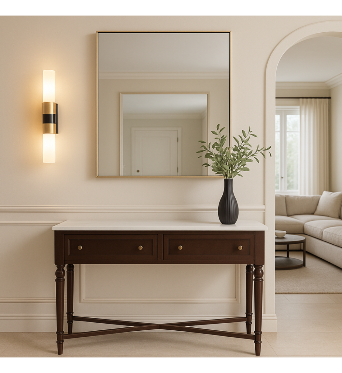 طاولة كونسول خشبية سطح رخامي ابيض – توازن مثالي بين العملية والأناقة الكلاسيكية (منتج تفصيل ) طاولة كونسول خشبية سطح رخامي ابيض – توازن مثالي بين العملية والأناقة الكلاسيكية (منتج تفصيل )