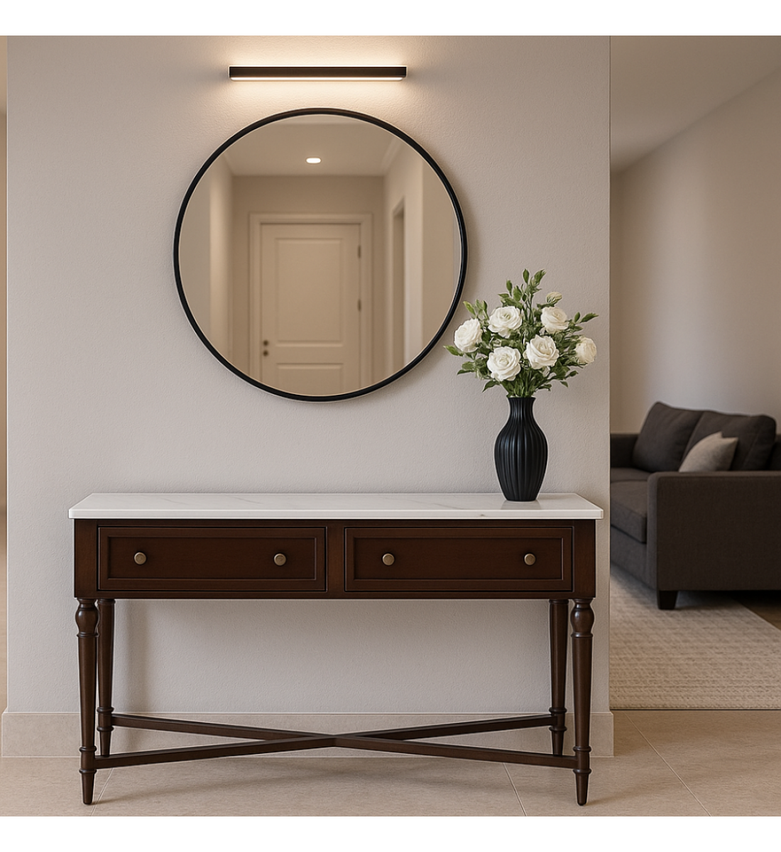 طاولة كونسول خشبية سطح رخامي ابيض – توازن مثالي بين العملية والأناقة الكلاسيكية (منتج تفصيل ) طاولة كونسول خشبية سطح رخامي ابيض – توازن مثالي بين العملية والأناقة الكلاسيكية (منتج تفصيل )