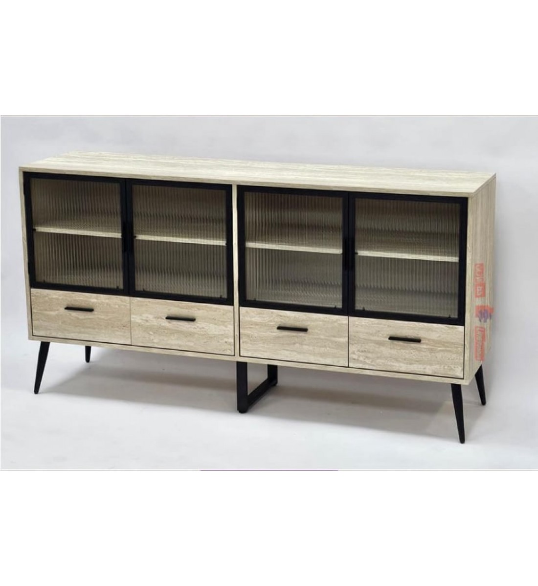  دولاب بوفيه أنيق وعصري بيج  المقاس: 160×40×83 سم