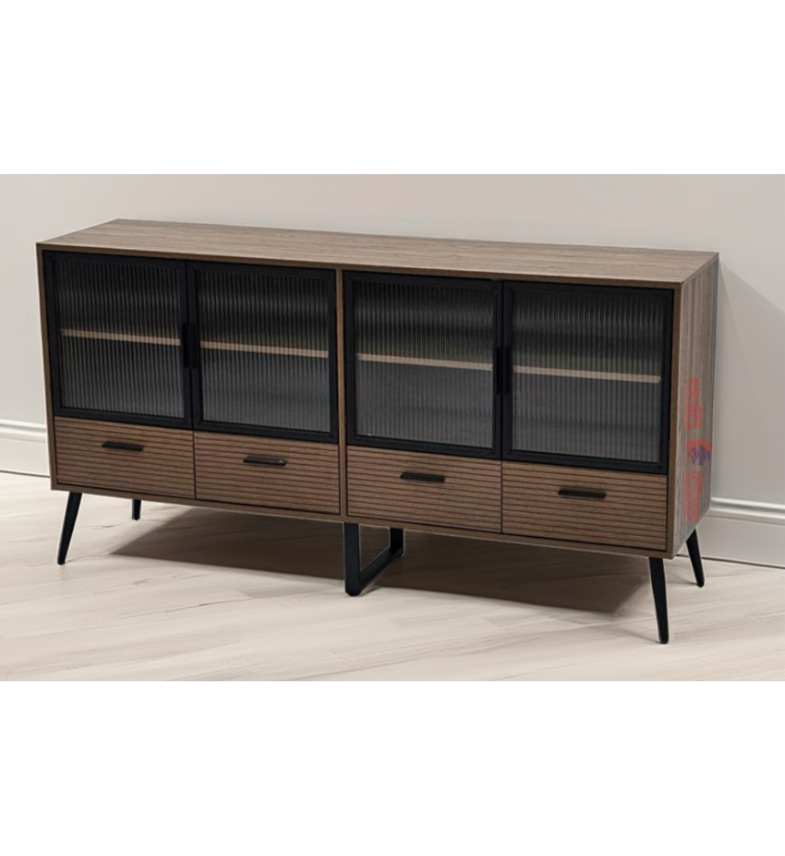 دولاب بوفيه أنيق وعصري بني المقاس: 160×40×83 سم دولاب بوفيه أنيق وعصري بني المقاس: 160×40×83 سم