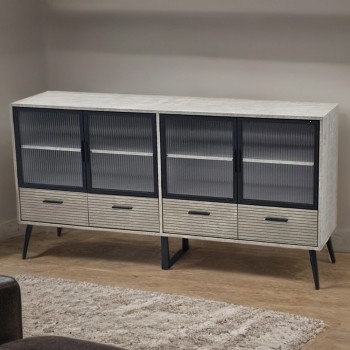  دولاب بوفيه أنيق وعصري رمادي المقاس: 160×40×83 سم