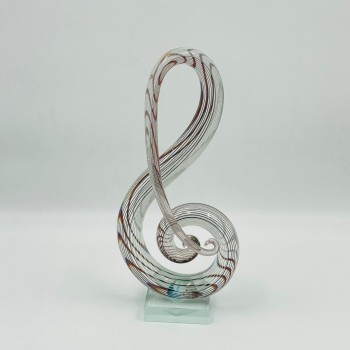  قطعة ديكور فنية مصنوعة من الزجاج الشفاف بتصميم انسيابي مستوحى من رمز النغمة الموسيقية،33×13×8سم