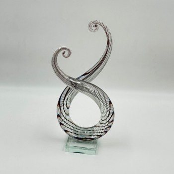  قطعة ديكور فنية مصنوعة من الزجاج الشفاف بتصميم انسيابي مستوحى من رمز النغمة الموسيقية،33×13×8سم