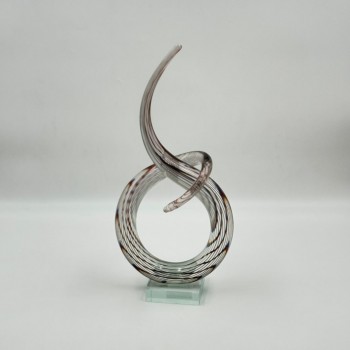  قطعة ديكور فنية مصنوعة من الزجاج الشفاف بتصميم انسيابي مستوحى من رمز النغمة الموسيقية،33×13×8سم