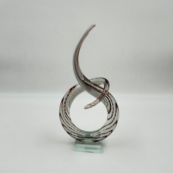  قطعة ديكور فنية مصنوعة من الزجاج الشفاف بتصميم انسيابي مستوحى من رمز النغمة الموسيقية،33×13×8سم