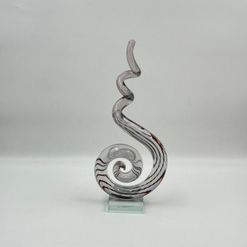  قطعة ديكور فنية مصنوعة من الزجاج الشفاف بتصميم انسيابي مستوحى من رمز النغمة الموسيقية،33×13×8سم