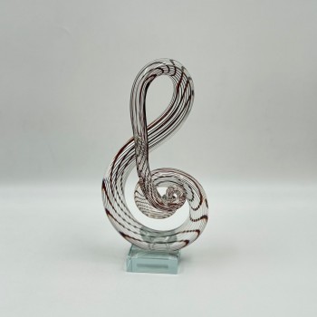  قطعة ديكور فنية مصنوعة من الزجاج الشفاف بتصميم انسيابي مستوحى من رمز النغمة الموسيقية،24×12×6سم 