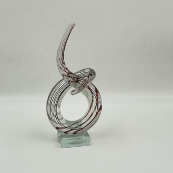  قطعة ديكور فنية مصنوعة من الزجاج الشفاف بتصميم انسيابي مستوحى من رمز النغمة الموسيقية،24×12×6سم 