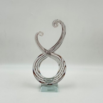  قطعة ديكور فنية مصنوعة من الزجاج الشفاف بتصميم انسيابي مستوحى من رمز النغمة الموسيقية،24×12×6سم 