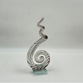  قطعة ديكور فنية مصنوعة من الزجاج الشفاف بتصميم انسيابي مستوحى من رمز النغمة الموسيقية،24×12×6سم 