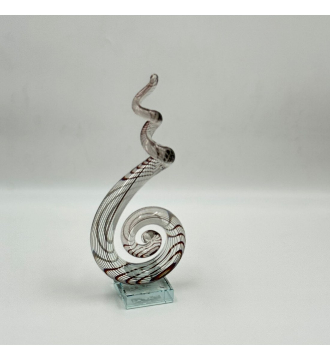  قطعة ديكور فنية مصنوعة من الزجاج الشفاف بتصميم انسيابي مستوحى من رمز النغمة الموسيقية،24×12×6سم 