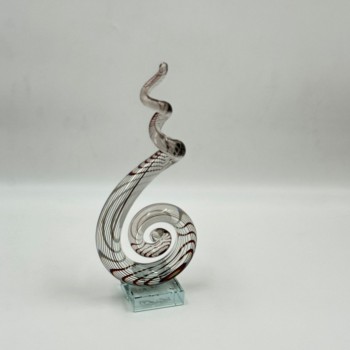  قطعة ديكور فنية مصنوعة من الزجاج الشفاف بتصميم انسيابي مستوحى من رمز النغمة الموسيقية،24×12×6سم 