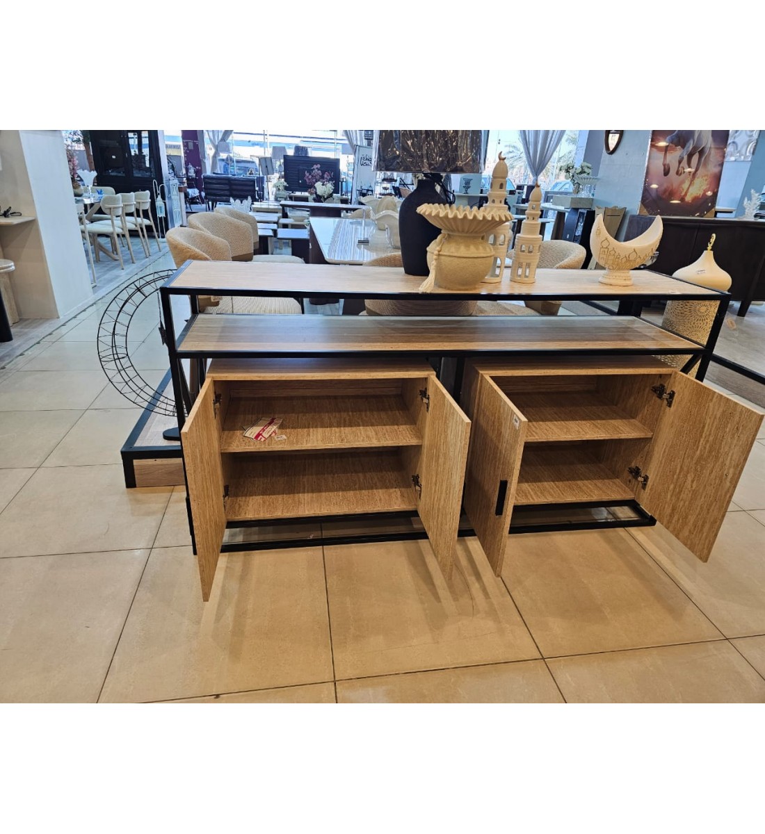  دولاب بوفيه أنيق وعصري بيج المقاس: 180×45×95 سم