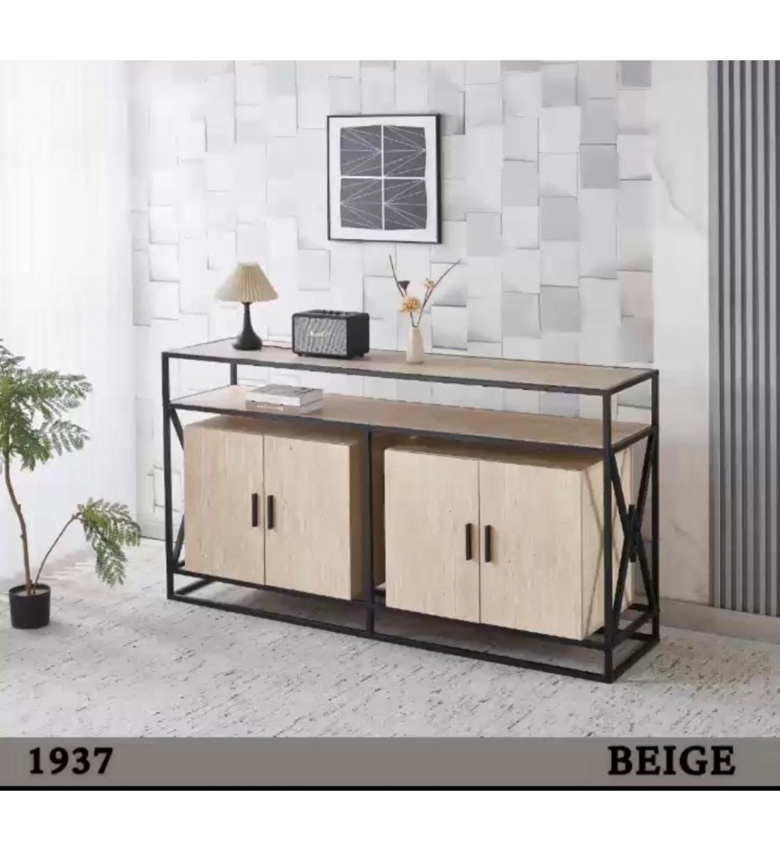  دولاب بوفيه أنيق وعصري بيج المقاس: 180×45×95 سم