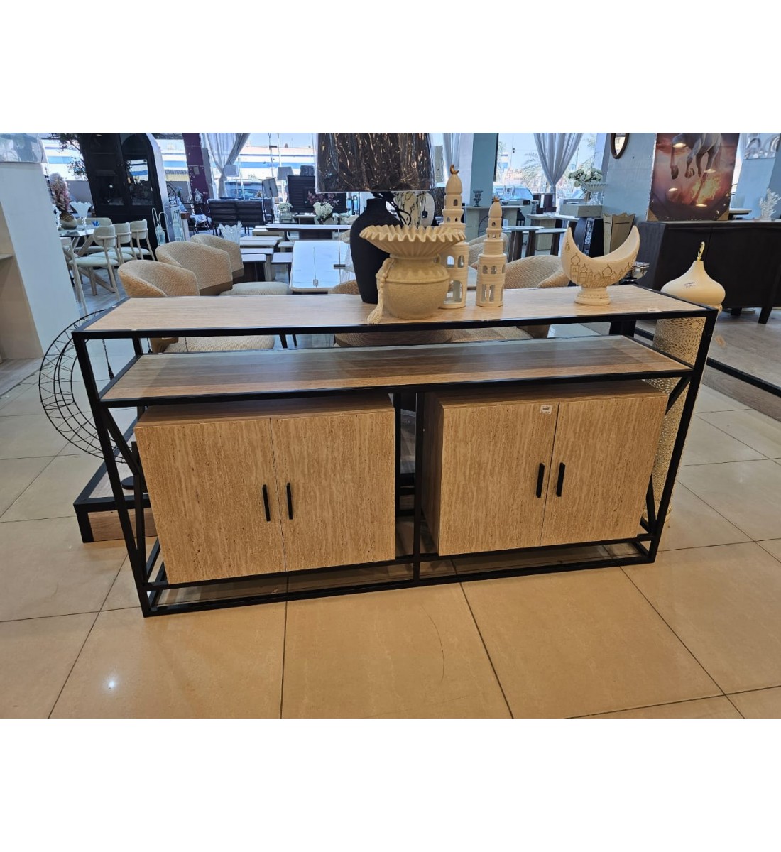  دولاب بوفيه أنيق وعصري بيج المقاس: 180×45×95 سم