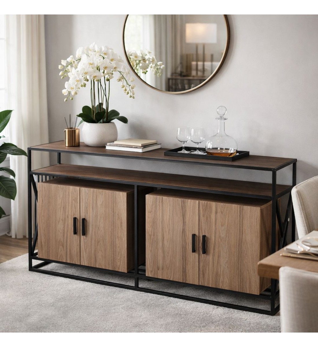  دولاب بوفيه أنيق وعصري عدة ألوان المقاس: 180×45×95 سم