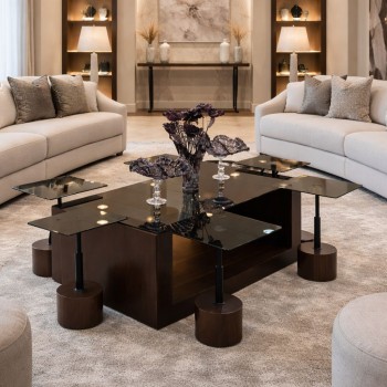  طاولة قهوة فاخرة بتصميم عصري مميز، تجمع بين الأناقة والوظيفة في قطعة واحدة7قطع 
