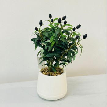 نبتة ديكور أنيقة بتصميم عصري بسيط، تأتي في وعاء دائري ابيض40سم 