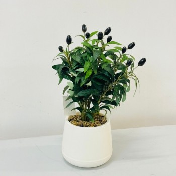 نبتة ديكور أنيقة بتصميم عصري بسيط، تأتي في وعاء دائري ابيض40سم 