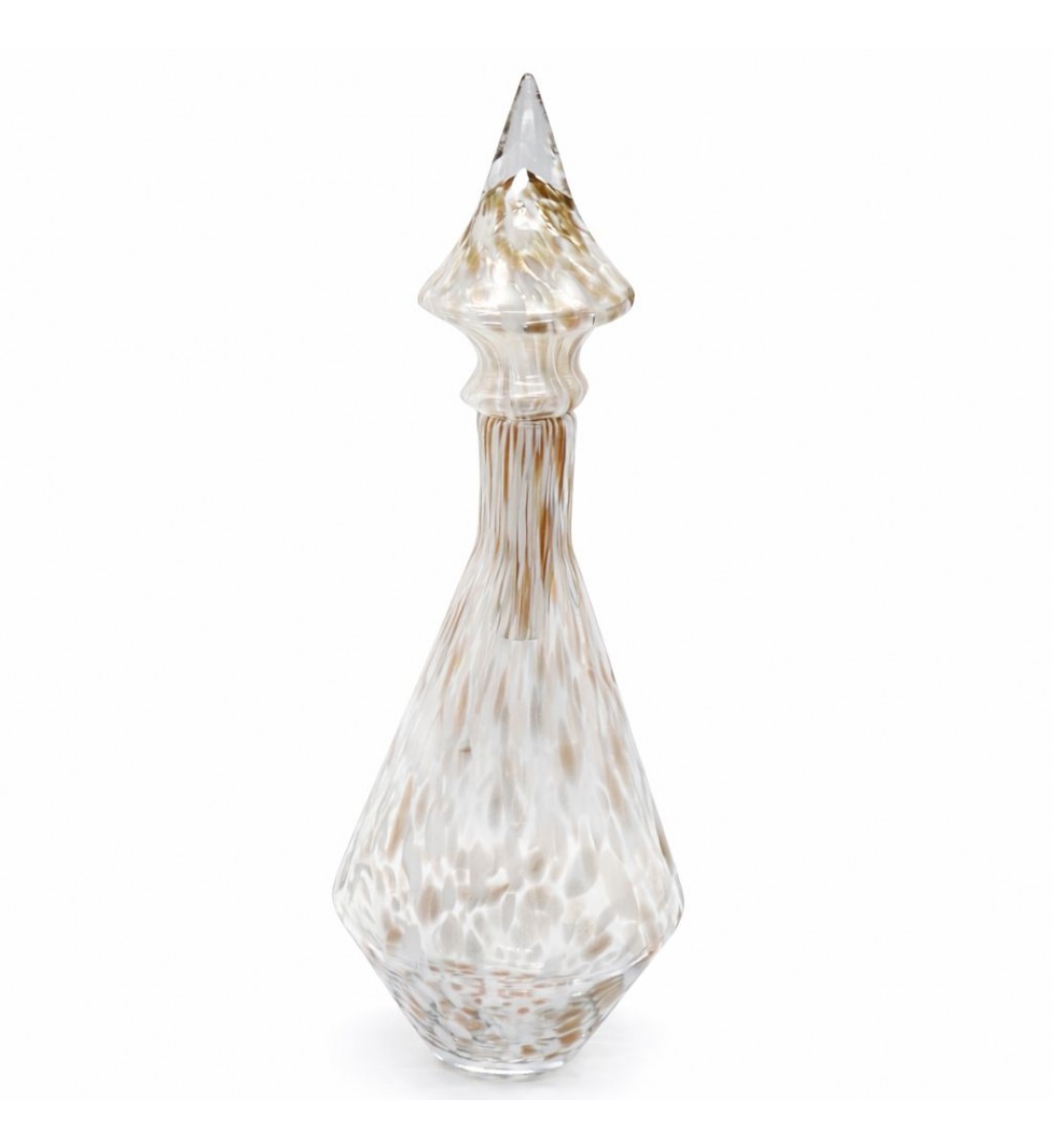 قطعة ديكور زجاجية فاخرة بتصميم أنيق وطويل، مصنوعة من زجاج شفاف ممزوج بتدرجات بيضاء ولمسات بنية 53×5×5سم 