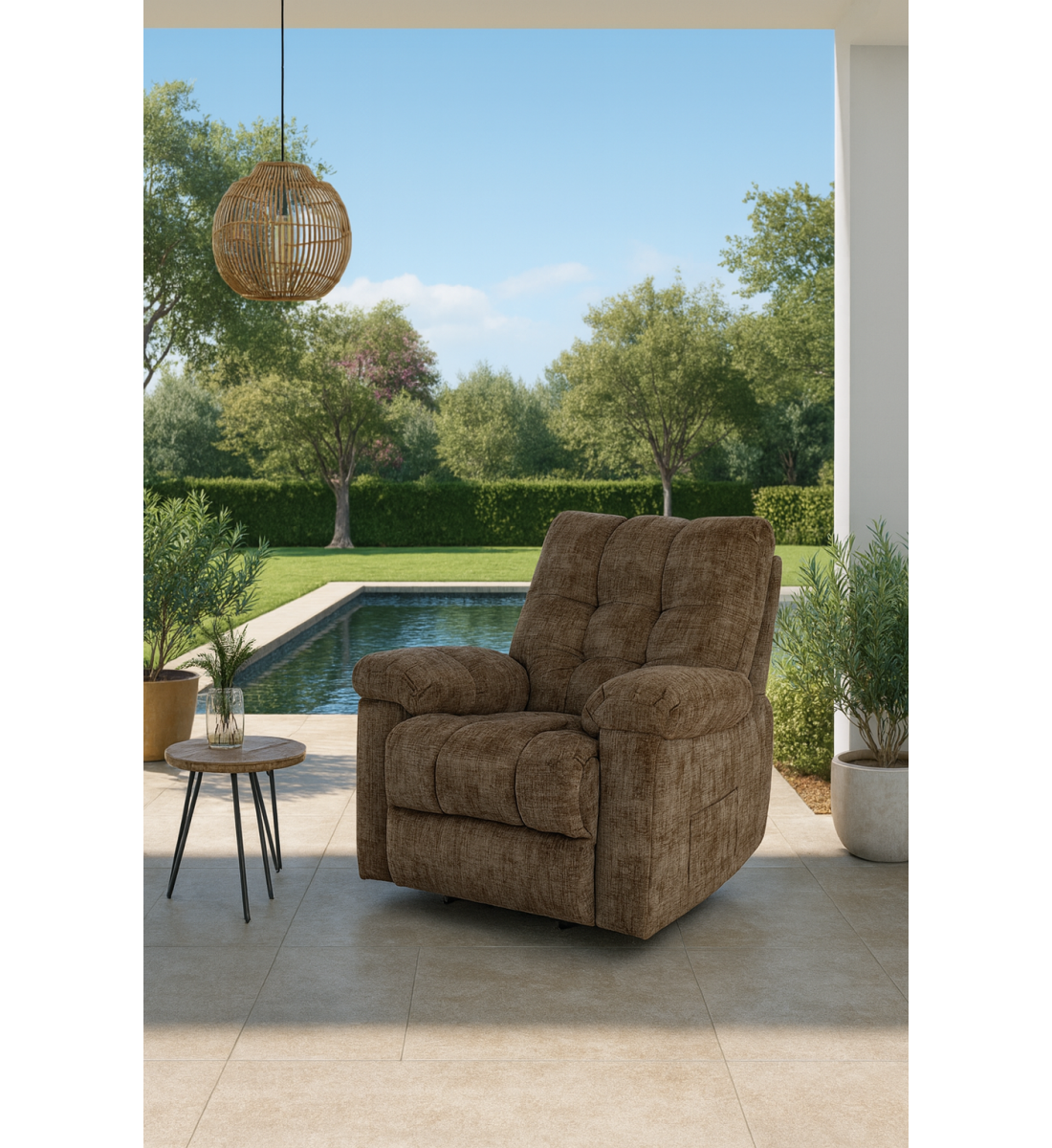 كرسي استرخاء هزاز دوار بني 