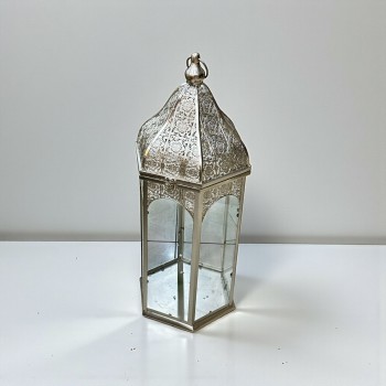 فانوس ديكوري فاخر مصنوع من معدن عالي الجودة بلون فضي لامع70×28×28سم 