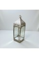 فانوس ديكوري فاخر مصنوع من معدن عالي الجودة بلون فضي لامع70×24×24سم 