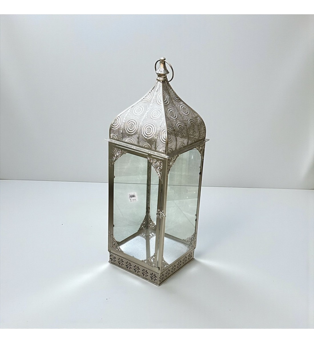 فانوس ديكوري فاخر مصنوع من معدن عالي الجودة بلون فضي لامع70×24×24سم 