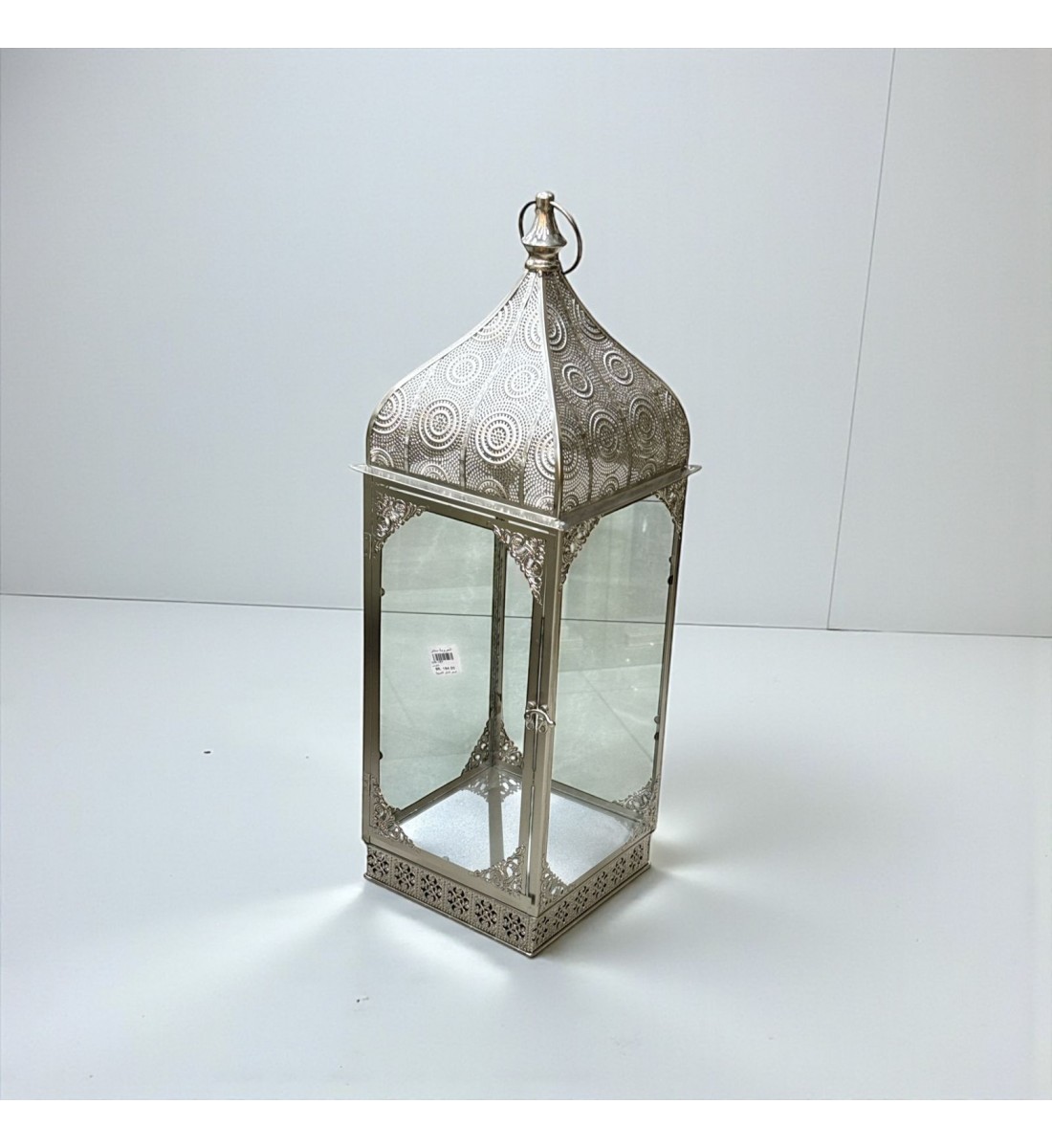 فانوس ديكوري فاخر مصنوع من معدن عالي الجودة بلون فضي لامع70×24×24سم 