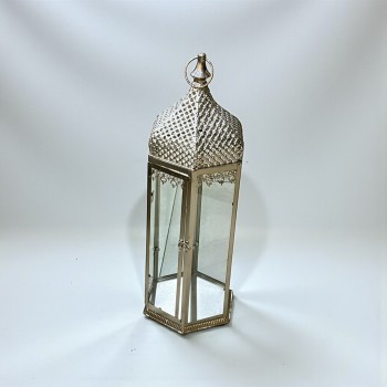 فانوس ديكوري فاخر مصنوع من معدن عالي الجودة بلون فضي لامع 60سم 