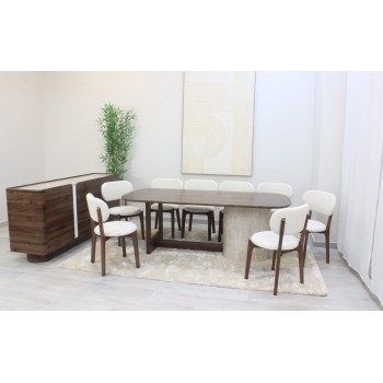 طقم طاولة طعام 8 كرسي 180×100×75سم مع دولاب بوفية 