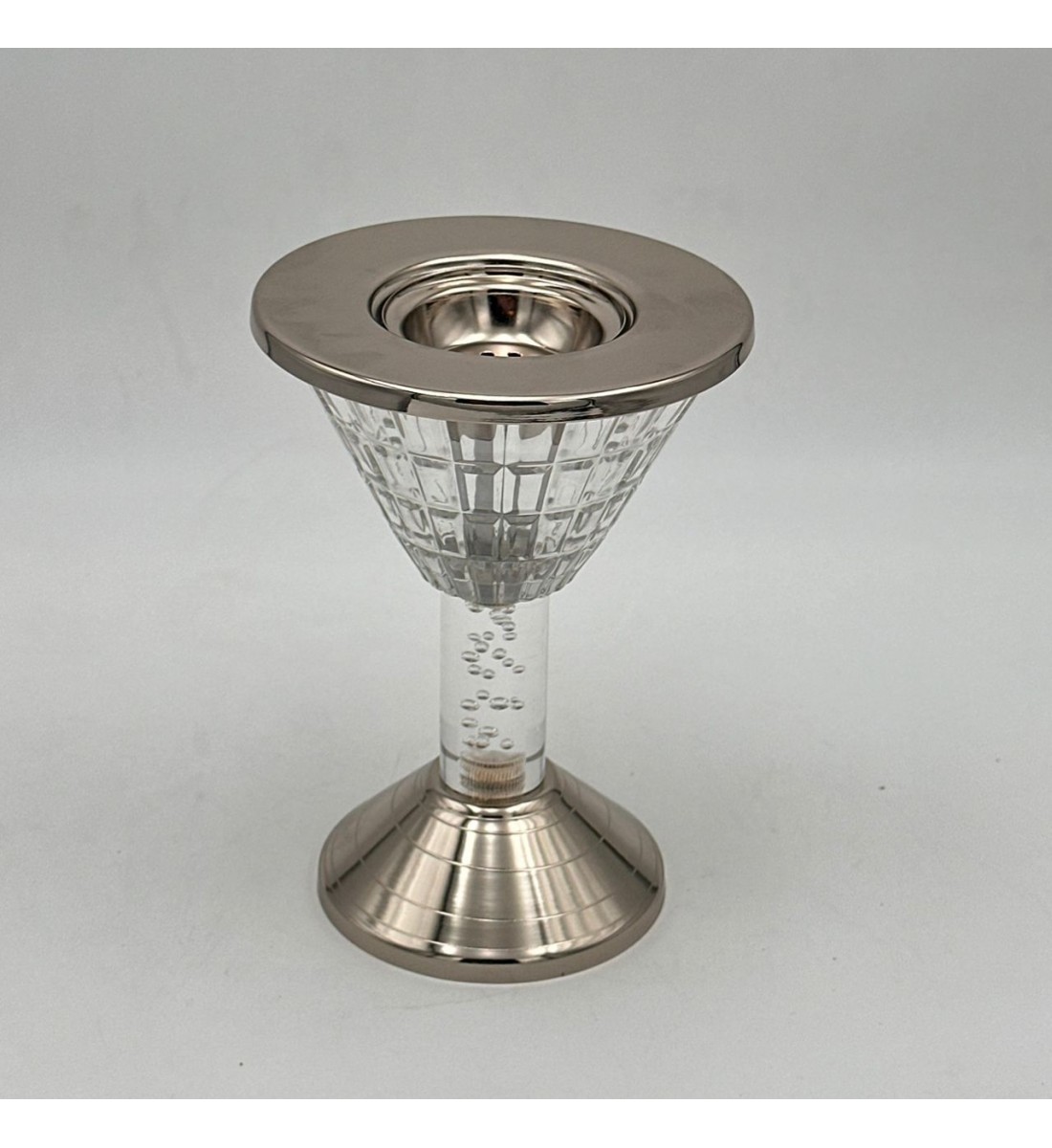 مبخرة أنيقة بتصميم فاخر تجمع بين الاستيل اللامع والزجاج الشفاف20×10×10سم 