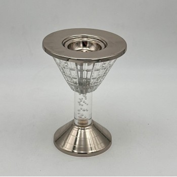 مبخرة أنيقة بتصميم فاخر تجمع بين الاستيل اللامع والزجاج الشفاف20×10×10سم 