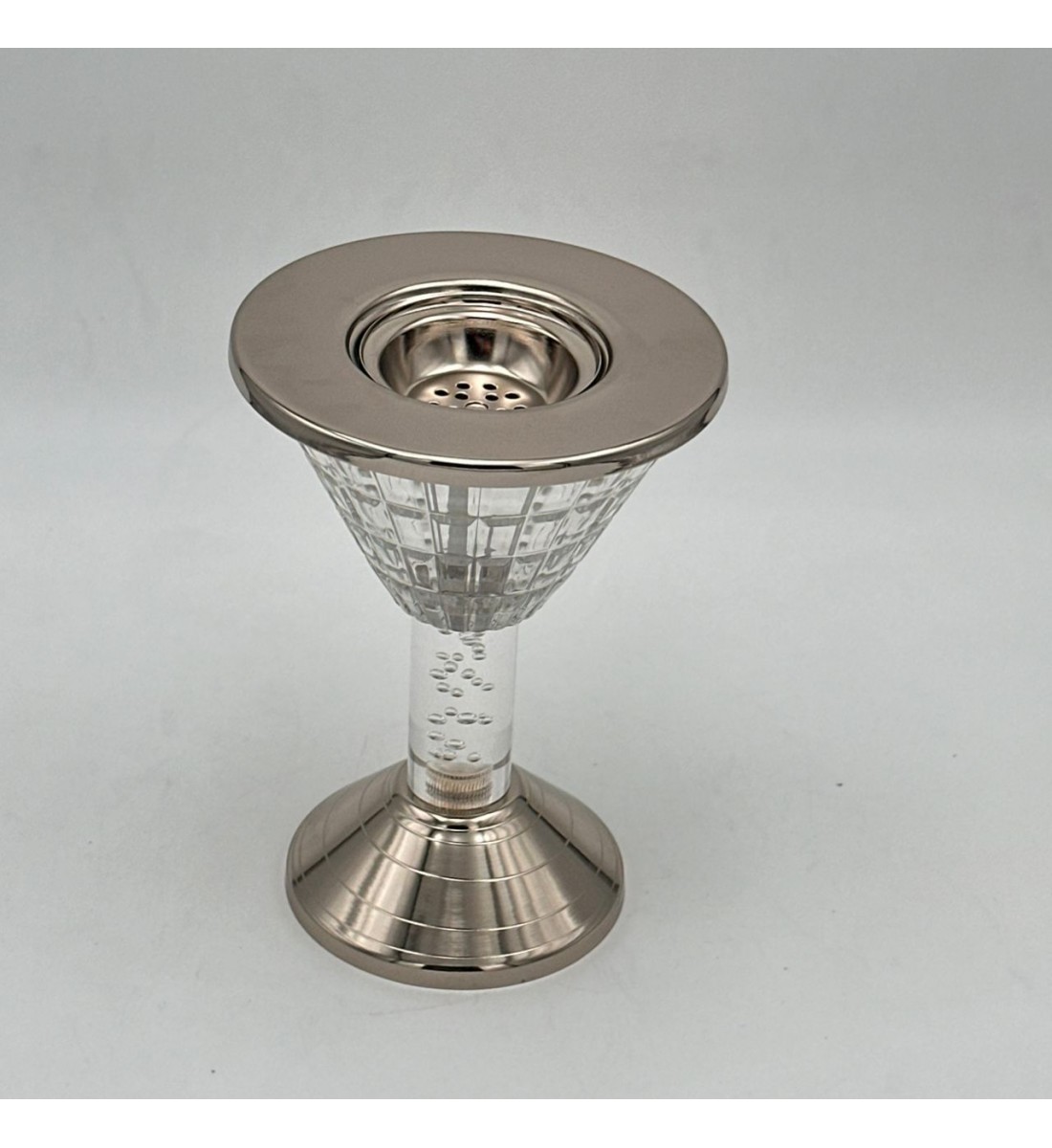 مبخرة أنيقة بتصميم فاخر تجمع بين الاستيل اللامع والزجاج الشفاف20×10×10سم 