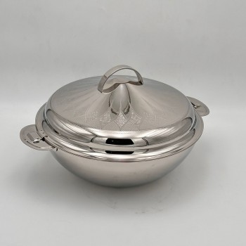  حافظة  طعام أنيق من الستانلس ستيل بغطاء –فضي 30سم تقريبا 