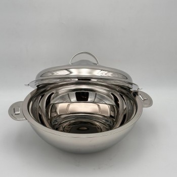  حافظة  طعام أنيق من الستانلس ستيل بغطاء –فضي 30سم تقريبا 