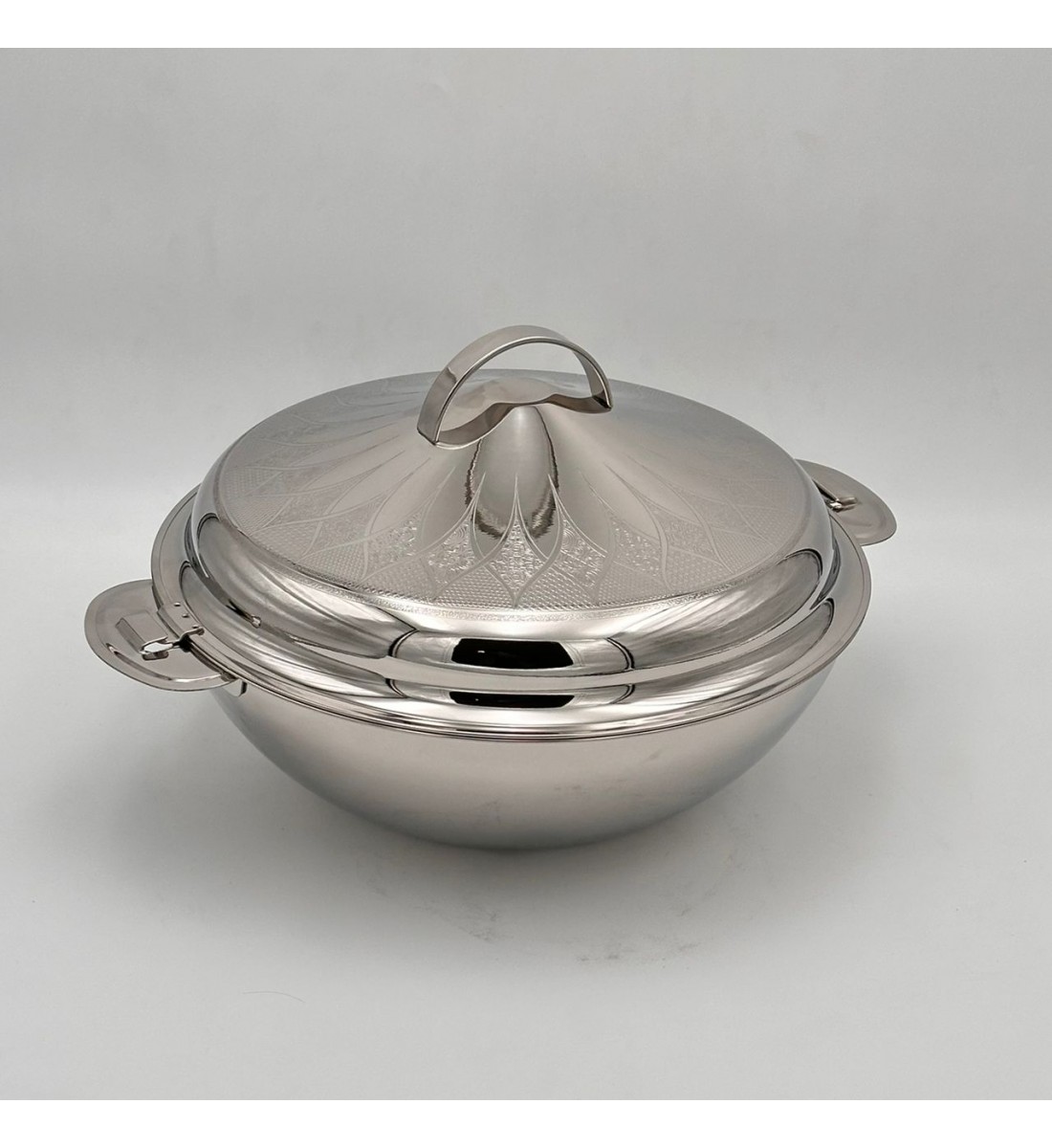  حافظة  طعام أنيق من الستانلس ستيل بغطاء –فضي 30سم تقريبا 