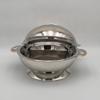  حافظة  طعام أنيق من الستانلس ستيل بغطاء –فضي 30سم تقريبا 